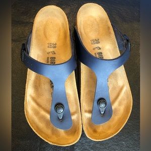 Birkenstock Gizeh Birko-Flor sandal size 38 US size 8 Navy